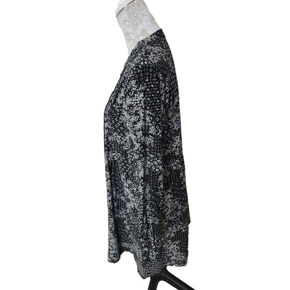 Old Navy Large Dress Black Floral Long Sleeve Mini V-Neck Cottagecore Large - Picture 5 of 8